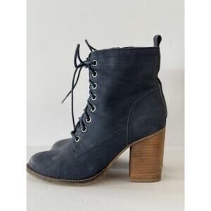 Steve Madden Lace Up Blue Suede Ankle Boots Size 6 - Granny Romantic Cottagecore